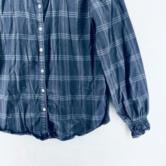 Faherty Flannel Shirt Womens S Gray Organic Cotton Button Up Costal Cowgirl - Picture 2 of 11